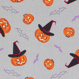 Popelín Halloween Calabazas Gris - Ribes y Casals
