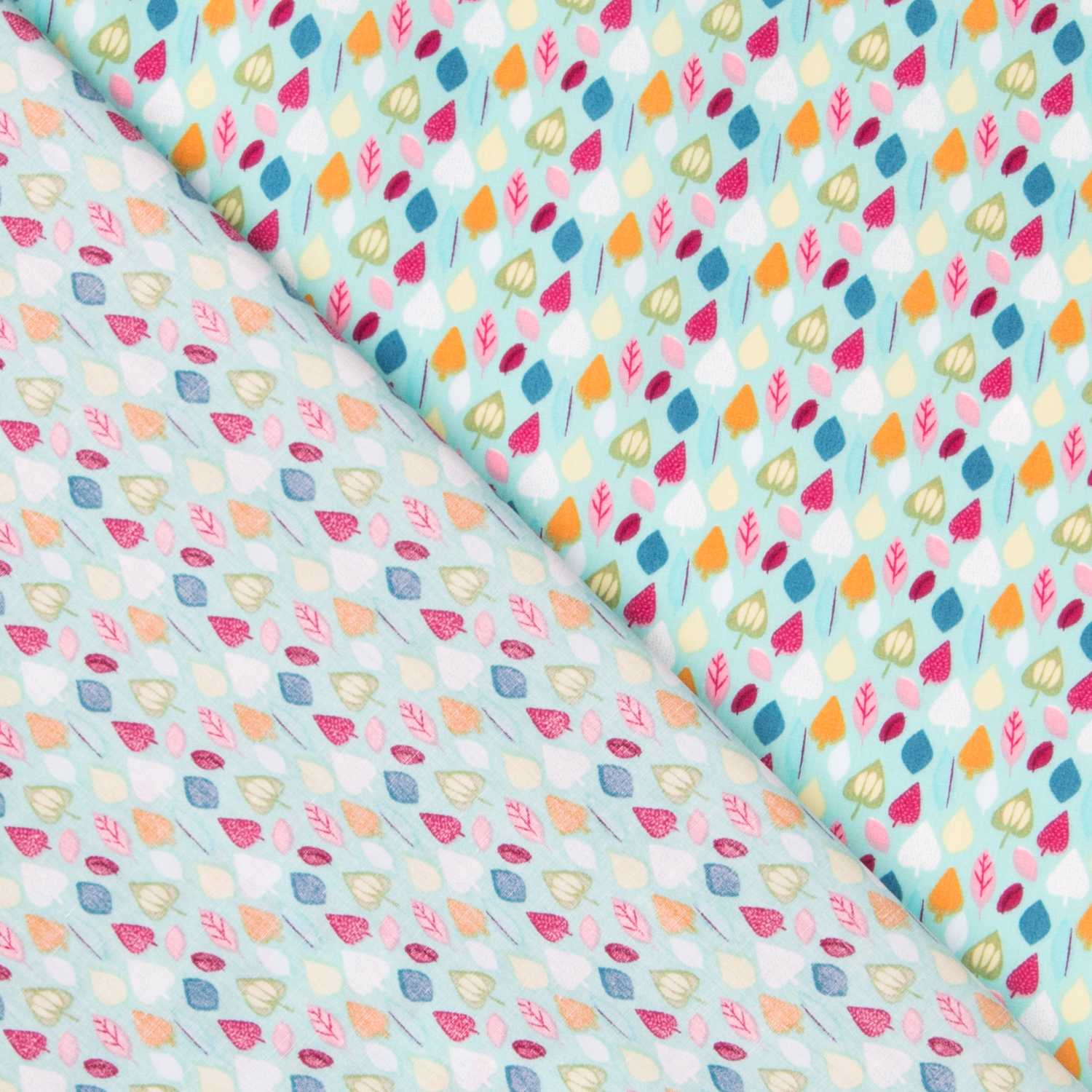 Popelín Hojas Menta - Ribes y Casals