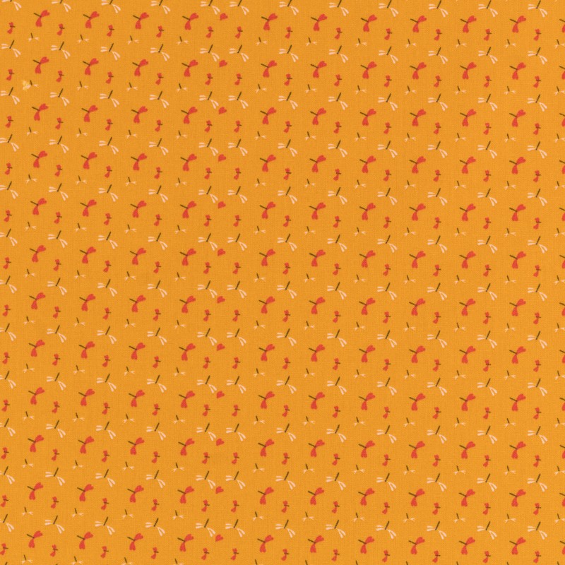 Popelín Infantil Libélula Mostaza - Ribes y Casals