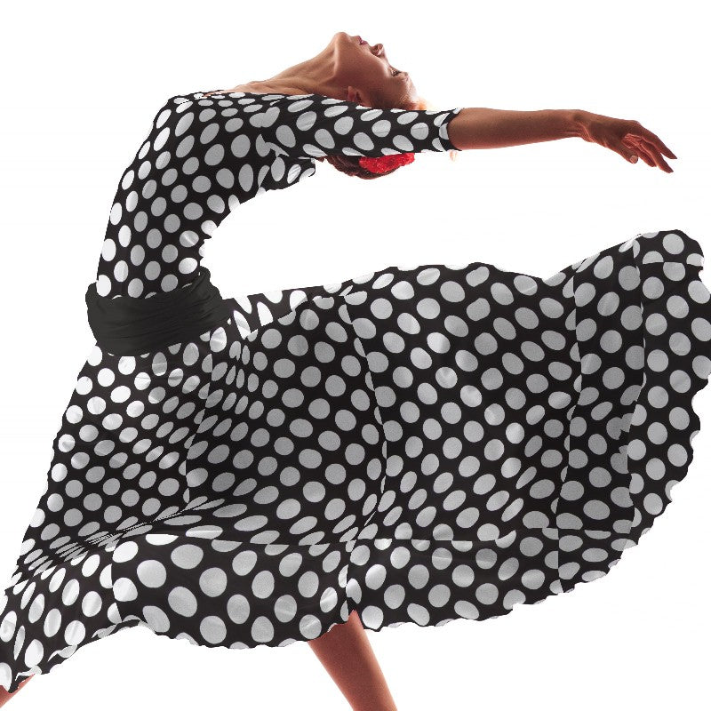 Popelín Lunares Flamenca Fondo Negro 60mm - Ribes y Casals