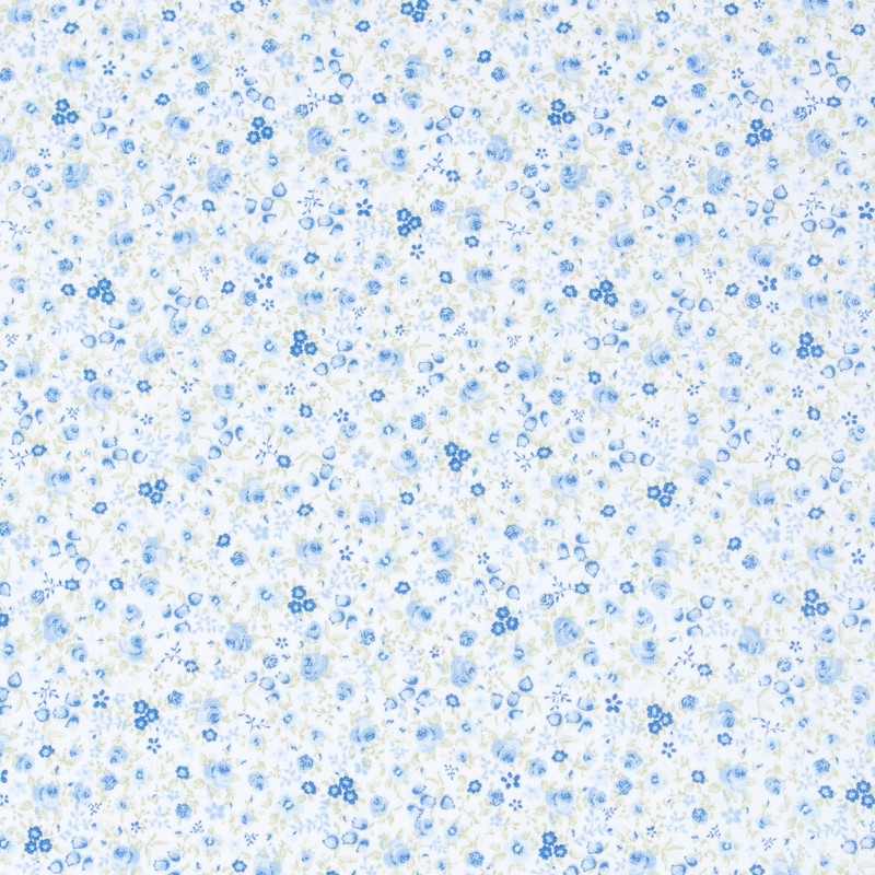 Popelín Mini Bouquet Azul - Ribes y Casals