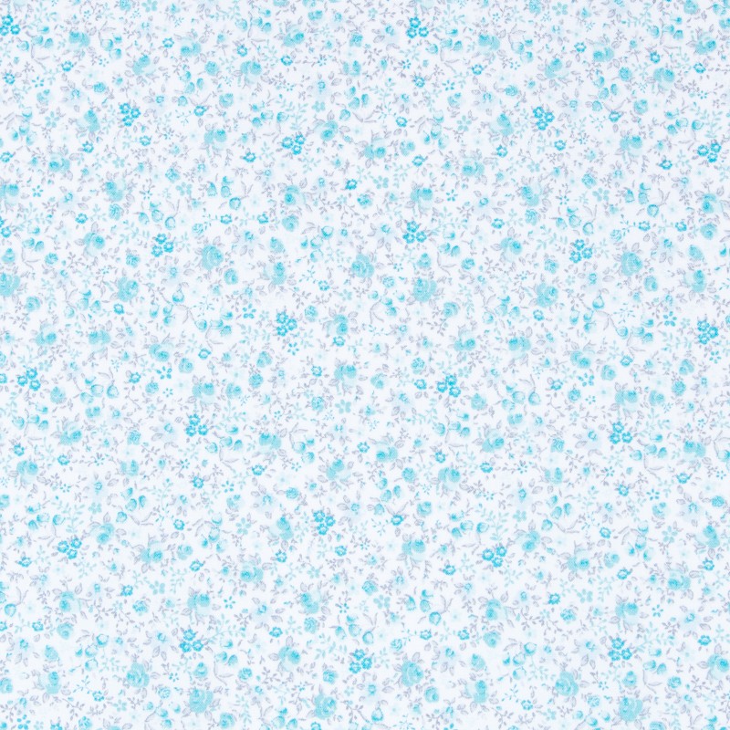 Popelín Mini Bouquet Turquesa - Ribes y Casals