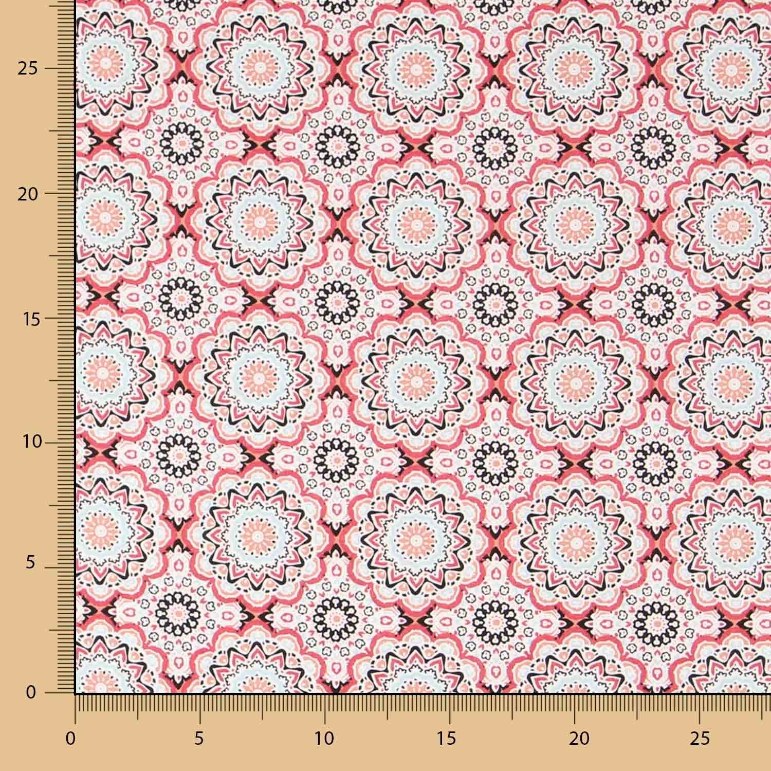 Popelín Mosaico Mandala Rojo - Ribes y Casals