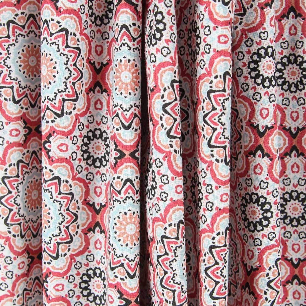 Popelín Mosaico Mandala Rojo - Ribes y Casals