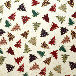 Popelín Navidad Abetos Multicolor Fondo Crudo - Ribes y Casals