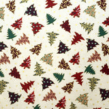 Popelín Navidad Abetos Multicolor Fondo Crudo - Ribes y Casals