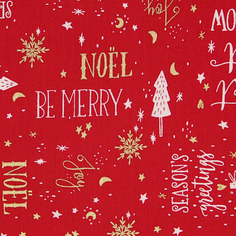 Popelín Navidad Be Merry Rojo - Ribes y Casals