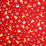 Popelín Navidad Ciervo Fondo Rojo - Ribes y Casals