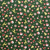 Popelín Navidad Ciervo Fondo Verde - Ribes y Casals