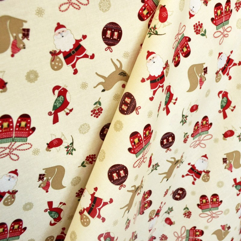 Popelín Navidad Dibujos Navidad Fondo Crudo - Ribes y Casals