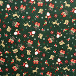Popelín Navidad Dibujos Navidad Fondo Verde Oscuro - Ribes y Casals