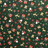 Popelín Navidad Dibujos Navidad Fondo Verde Oscuro - Ribes y Casals
