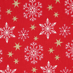 Popelín Navidad Estrellas de Nieve Rojo - Ribes y Casals