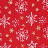 Popelín Navidad Estrellas de Nieve Rojo - Ribes y Casals