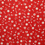 Popelín Navidad Estrellas Luna Fondo Rojo - Ribes y Casals