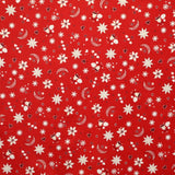 Popelín Navidad Estrellas Luna Fondo Rojo - Ribes y Casals