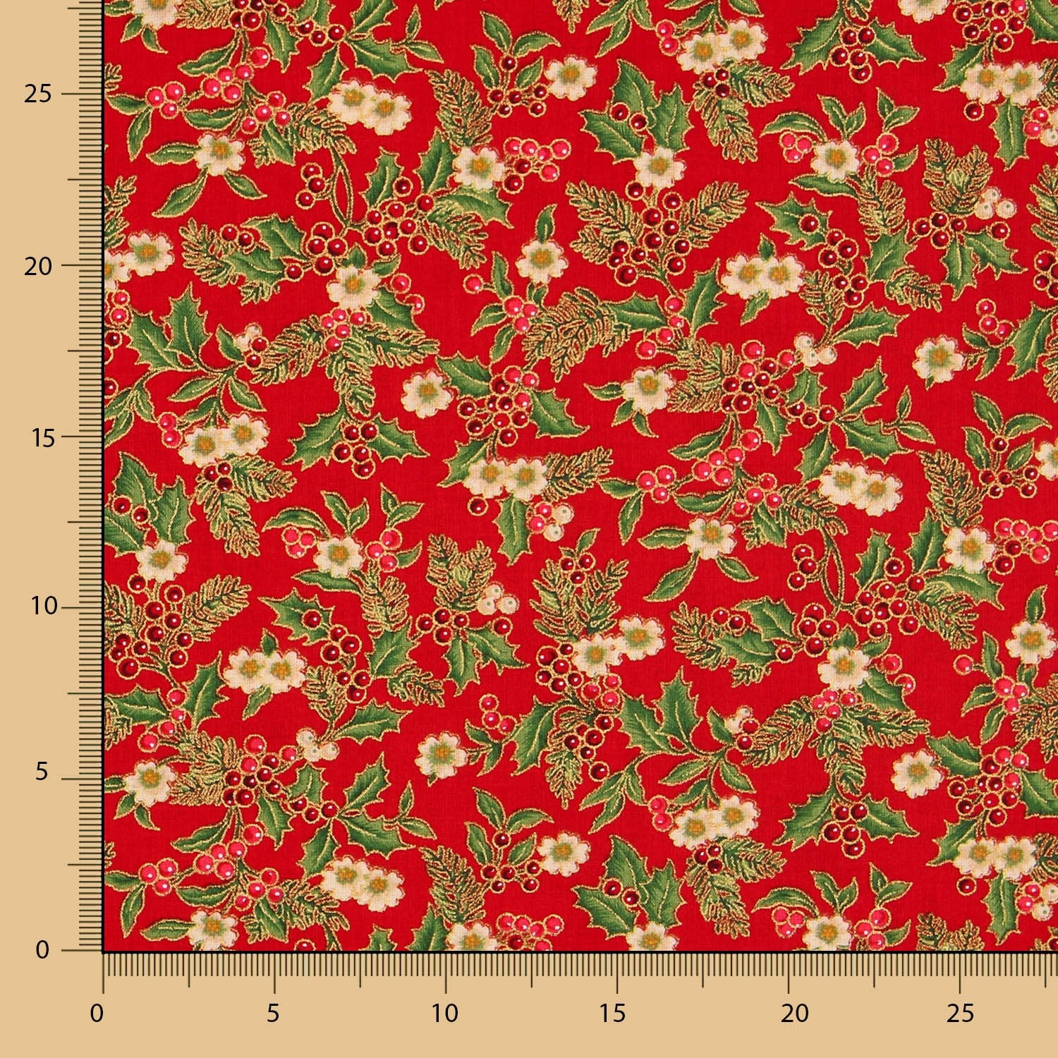 Popelín Navidad Flor de Pascua Rojo - Ribes y Casals