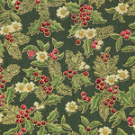 Popelín Navidad Flor de Pascua Verde - Ribes y Casals