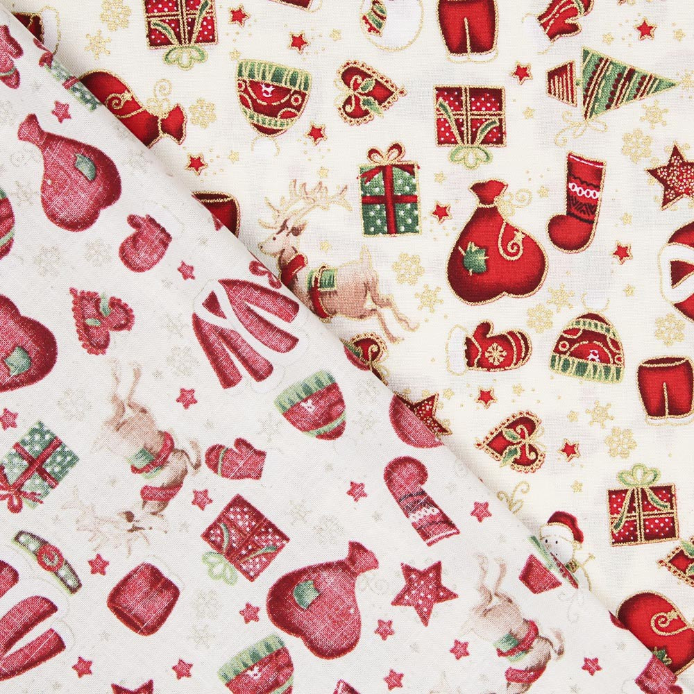 Popelín Navidad Mix Crudo - Ribes y Casals