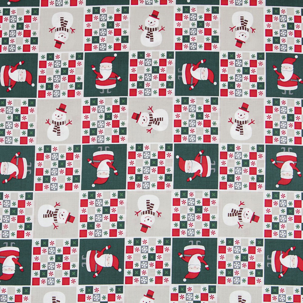Popelín Navidad Patch Verde - Ribes y Casals