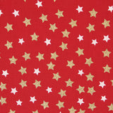 Popelín Navidad Stars Gold Rojo - Ribes y Casals