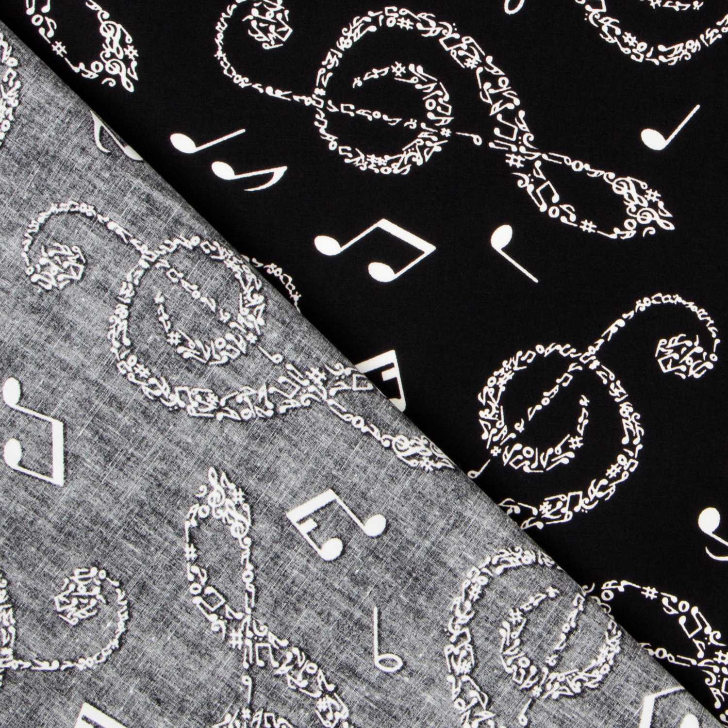 Popelín Notas Negra - Ribes y Casals