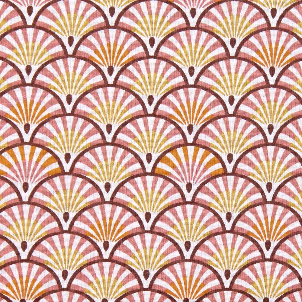 Popelín Patchwork Abanicos Naranja - Ribes y Casals
