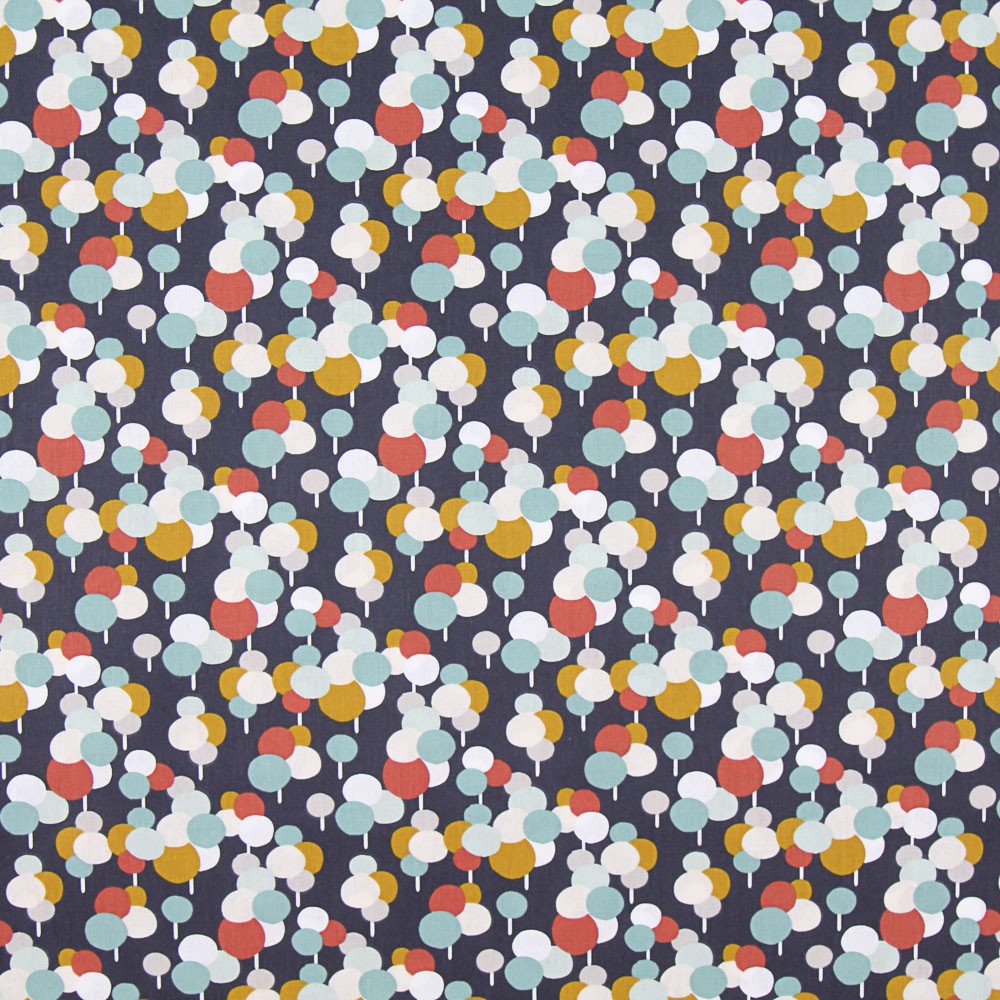 Popelín Patchwork Bubbles Azul Oscuro - Ribes y Casals