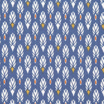 Popelín Patchwork Plumas Azul - Ribes y Casals