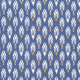 Popelín Patchwork Plumas Azul - Ribes y Casals