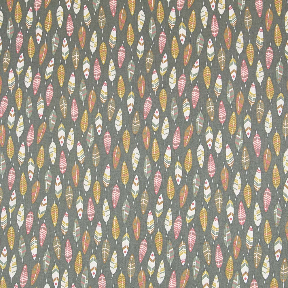 Popelín Patchwork Plumas Verde Oscuro - Ribes y Casals