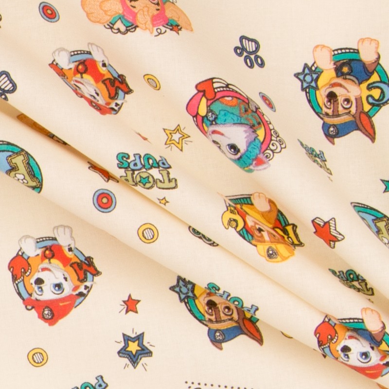 Popelín Patrulla Canina Crudo - Ribes y Casals