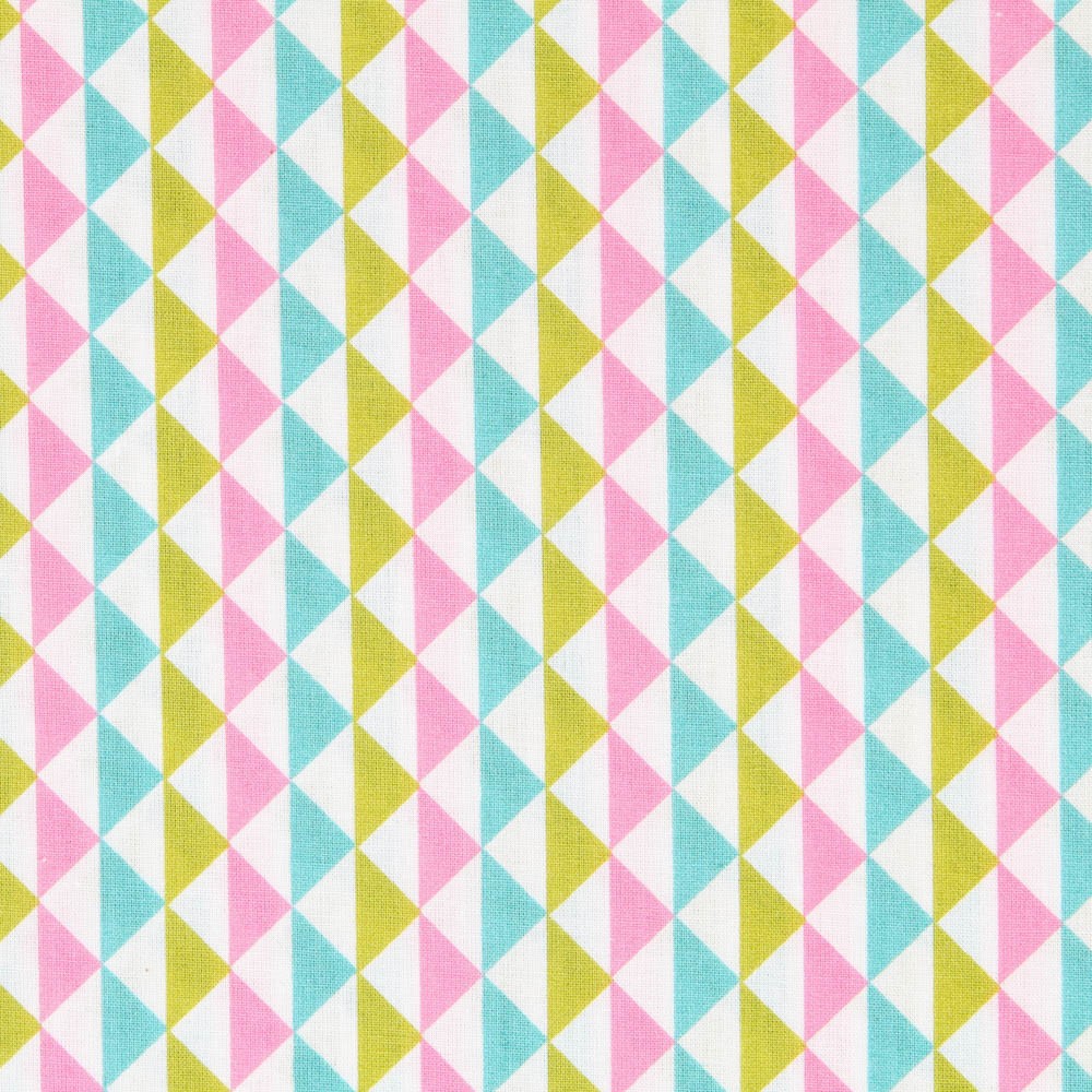 Popelín Pirámides Verde Rosa - Ribes y Casals