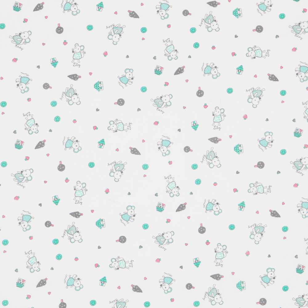 Popelín Ratoncitos Verde - Ribes y Casals