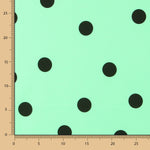 Popelín Spandex Lunares Negro 30mm Menta - Ribes y Casals