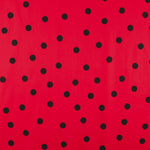 Popelín Spandex Lunares Negro 30mm Roja - Ribes y Casals