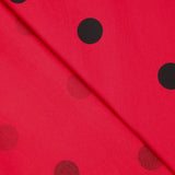 Popelín Spandex Lunares Negro 30mm Roja - Ribes y Casals