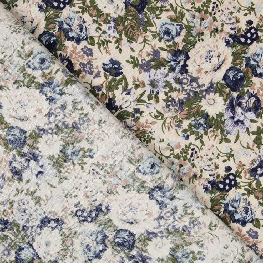 Popelín Vintage Floral Azul - Ribes y Casals