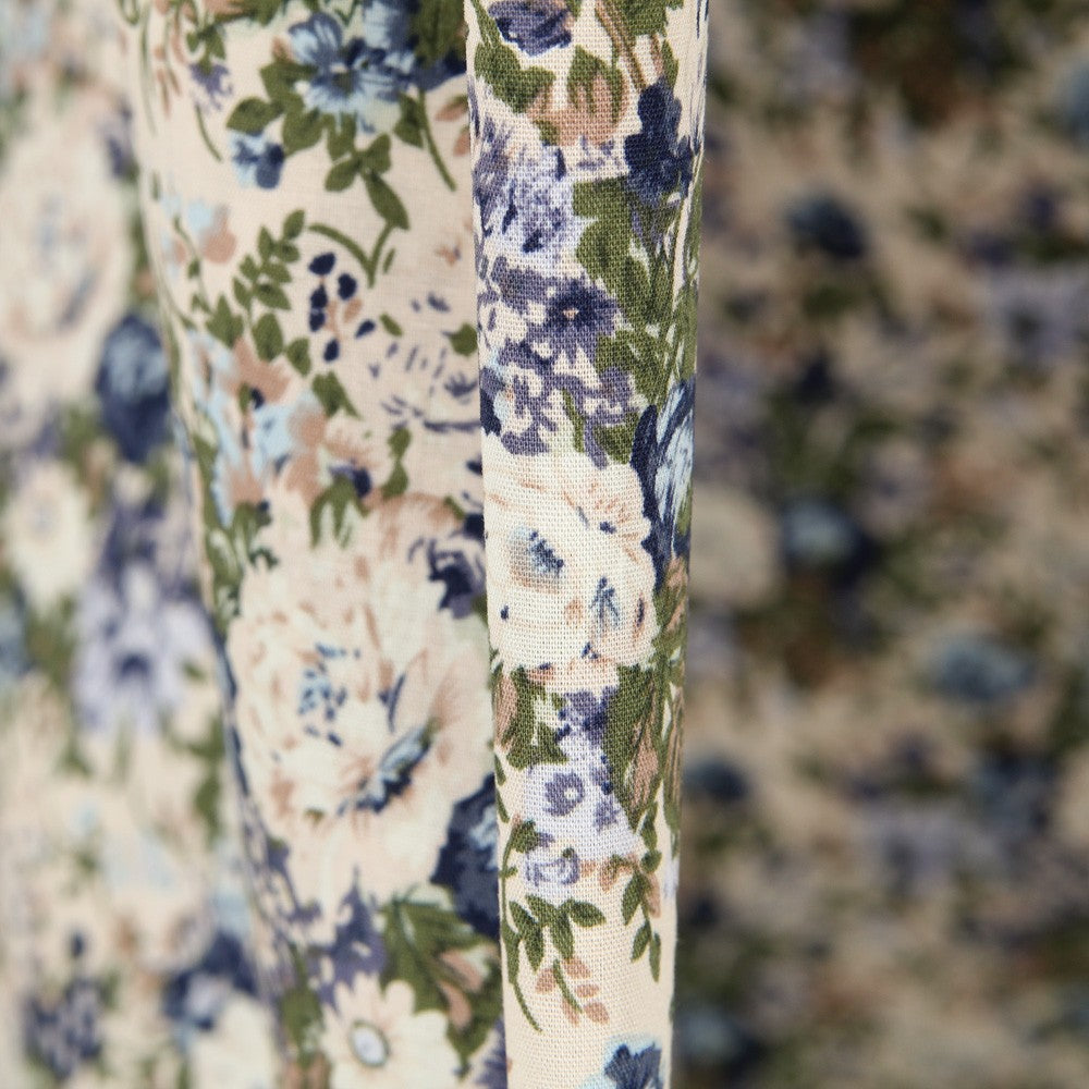 Popelín Vintage Floral Azul - Ribes y Casals