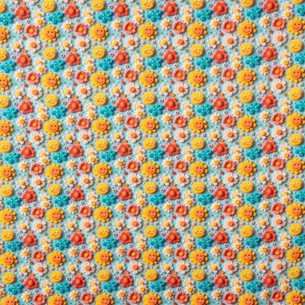 Popelín Algodón Acid Flor Azul - Ribes y Casals