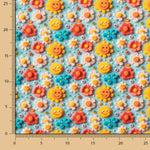 Popelín Algodón Acid Flor Azul - Ribes y Casals