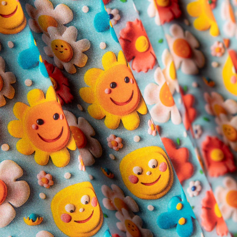 Popelín Algodón Acid Flor Azul - Ribes y Casals