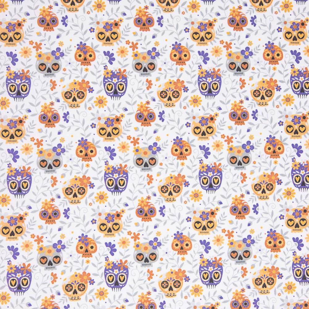 Popelín Algodón Calaveras Naranja - Ribes y Casals