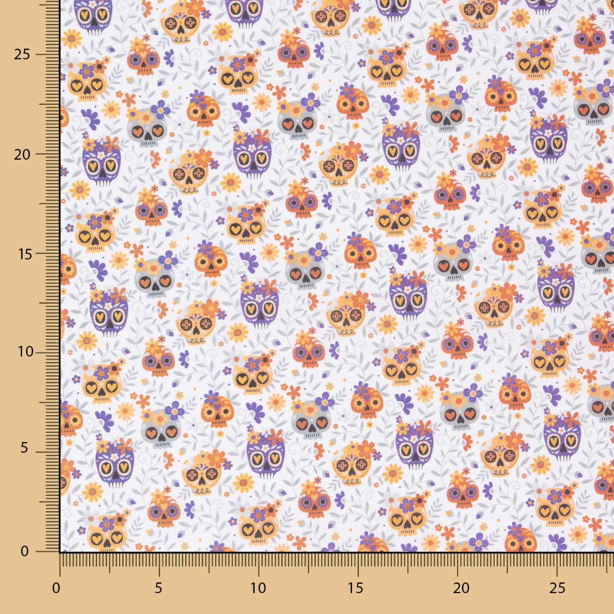 Popelín Algodón Calaveras Naranja - Ribes y Casals