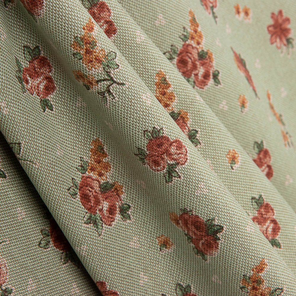 Algodón Estampado Rosas Fondo Verde - Ribes y Casals