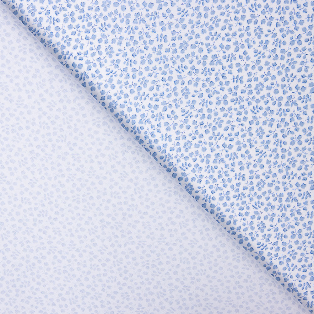 Popelín Algodón Orgánico Flor Mini Azul - Ribes y Casals