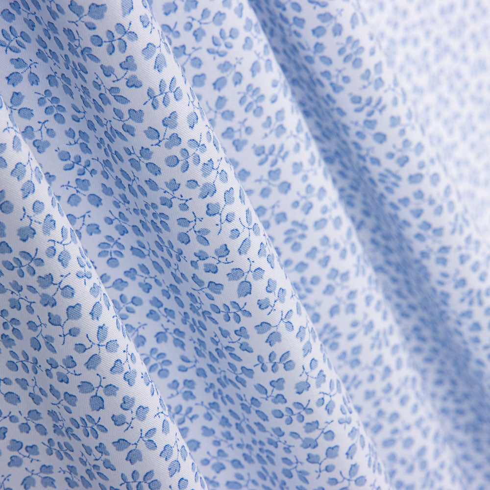 Popelín Algodón Orgánico Flor Mini Azul - Ribes y Casals