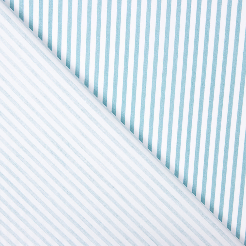 Popelín Algodón Orgánico Rayas Turquesa - Ribes y Casals