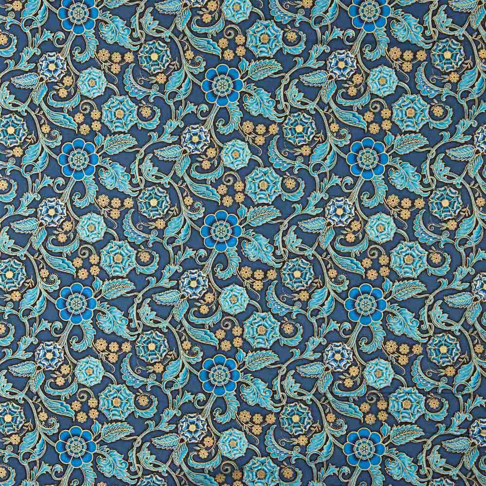 Retal Patchwork Americano Flores Turquesa 140x140 cm - Ribes y Casals