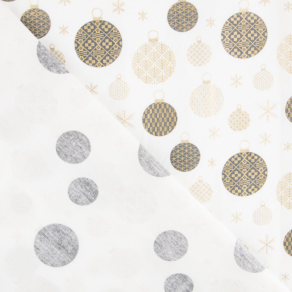 Popelín Bolas Navidad Gris - Ribes y Casals